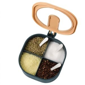 4-Section Multi-Storage Spice Box with Spoons